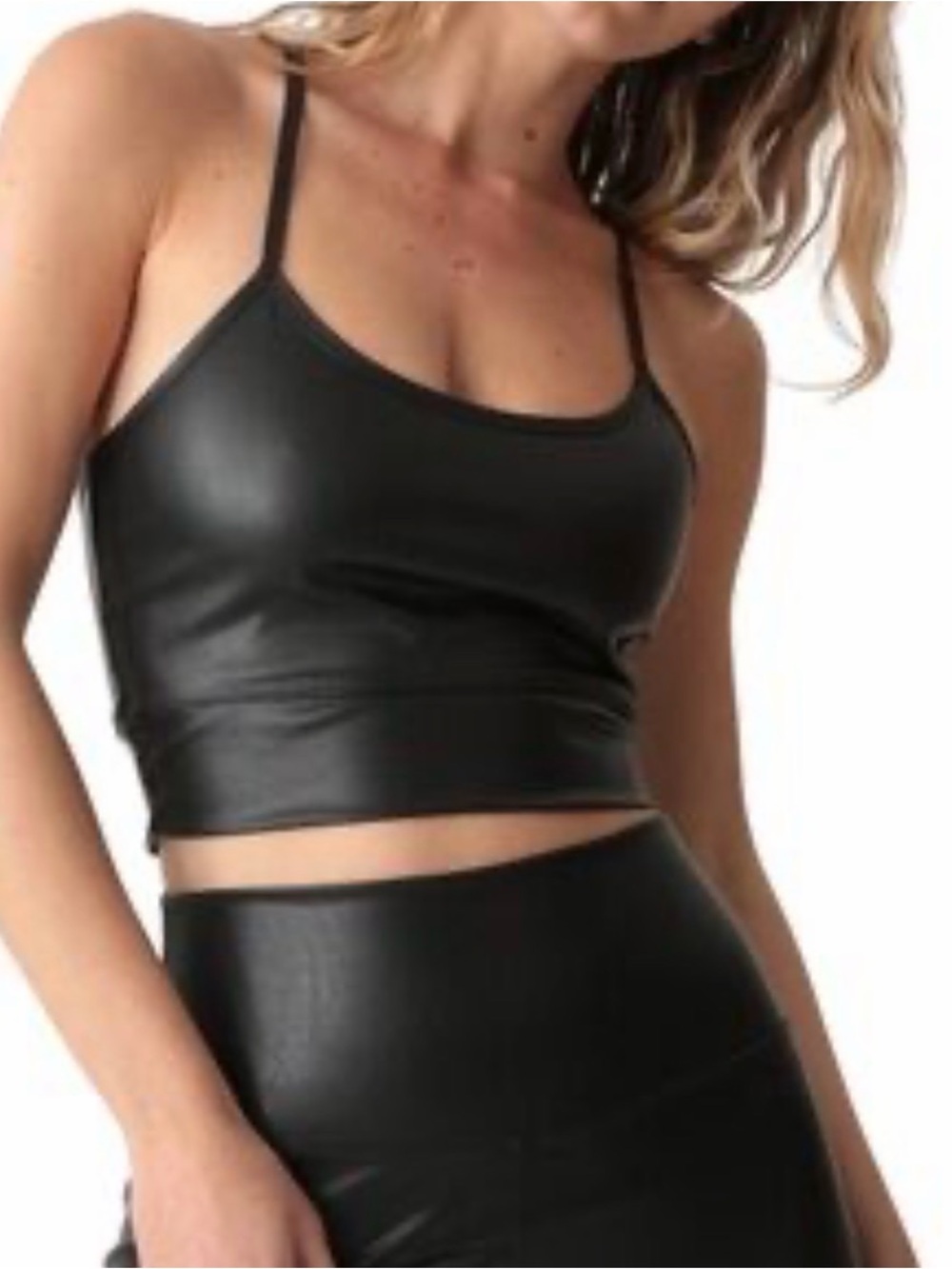 Electric & Rose Black Faux Leather Crop Top